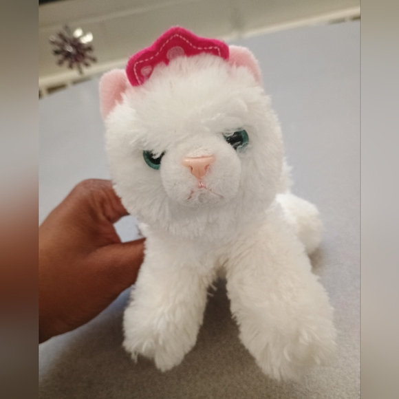 Aurora Pink Princess Crown Kitty Cat Plush 6 Inch White Soft & Fuzzy - Picture 5 of 14